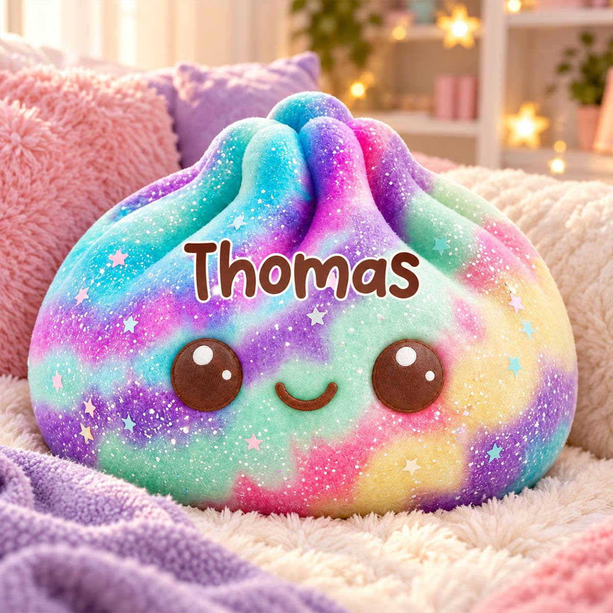 Pawsionate Custom Rainbow Dumpling Pillow, Cute Kawaii Plush Stuffed Gifts