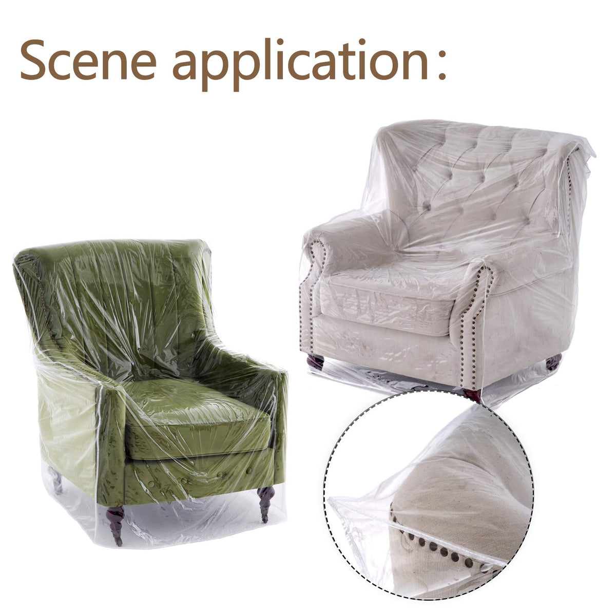 wokire Heavy Duty Plastic Recliner Cover Pets | Cat Dog Scratching Protector Clear Vinyl Waterproof Sofa/Couch Covers,Furniture Living Room Chairs for Storage and Moving 36" W - Armchair（1 Pack）