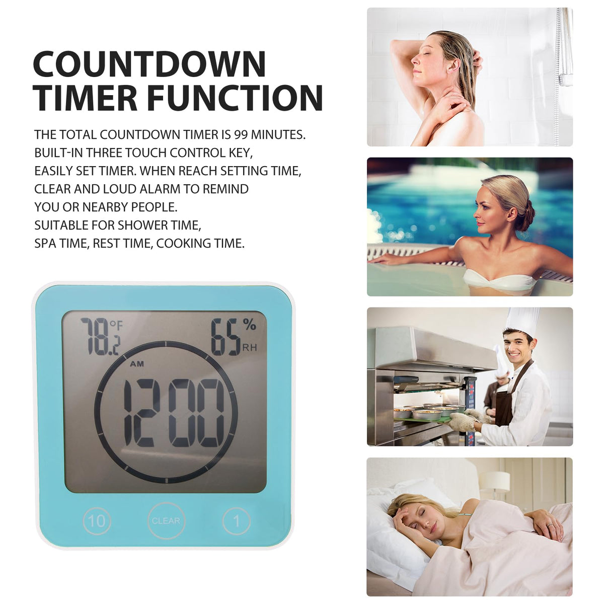 Bathroom Shower Wall Clock Timer Waterproof , Shower Clock with Suction