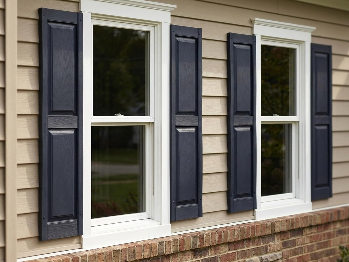 Polaris Homeside Raised Panel Vinyl Shutters (1 Pair) 14-1/2in. x 55in. - 050 Black