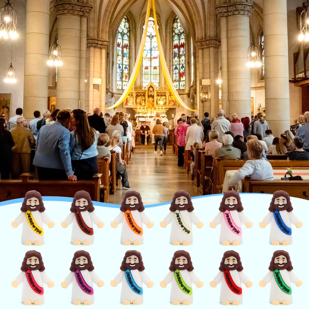 80 Pcs Mini Jesus Little Figures to Hide in Bulk and Pocket Seek Religious