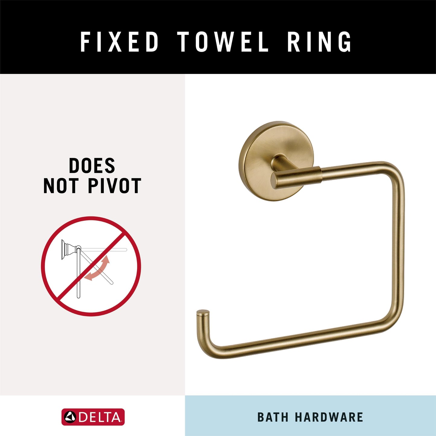 Delta Hand Towel Holder | Square Champagne Bronze Ring for Hanging Towels in Kitchen, Bathroom | Trinsic Accessories