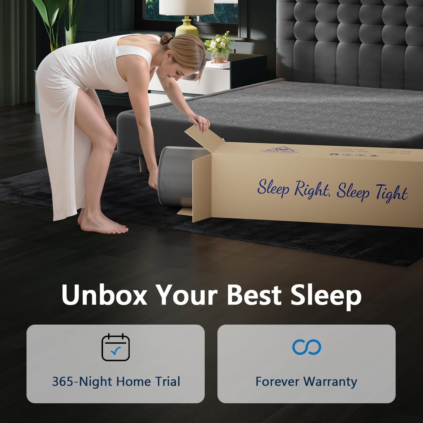SUAYEA Twin XL Mattress, 8 Inch Luxury Hybrid XL Twin Mattress in a Box, Cooling-Gel Memory Foam & Individual Pocket Springs, Pressure Relief, Medium Firm, Fiberglass-Free, 365-Night Trial
