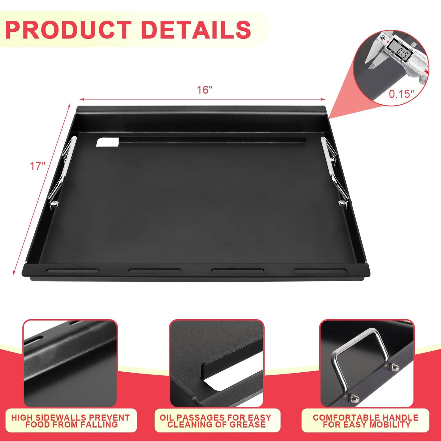 Full-Size Griddle Inserts for Charbroil Performance 2 Burner 463251414 463660421 463630422 463655621, Flat Top Griddle for Char-Broil 463343015 463622514 463631410 463251414 G460-0500-W1 G430-0016-W1