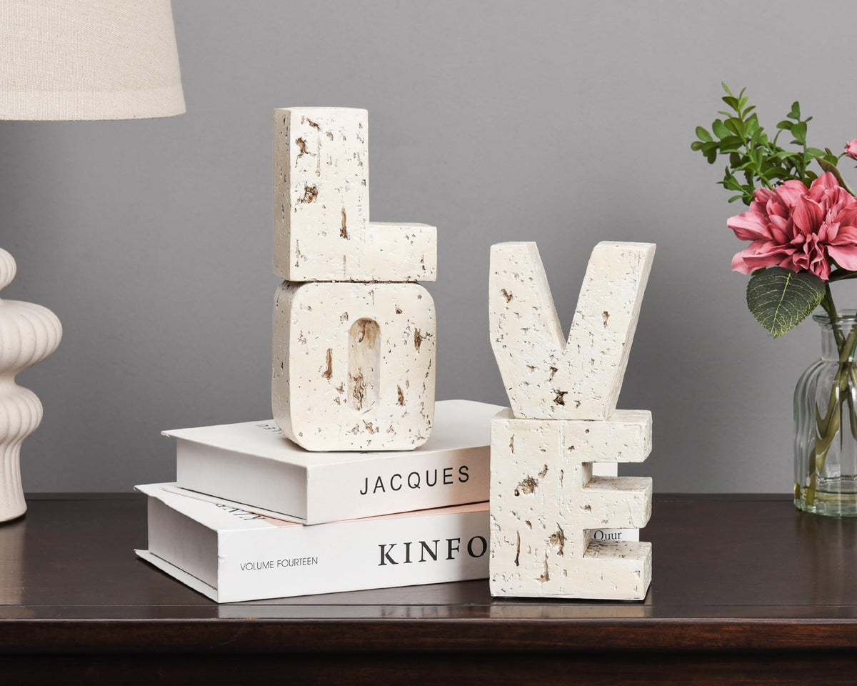Book Ends Decorative with Love Design,Small Farmhouse Heavy Duty Bookends