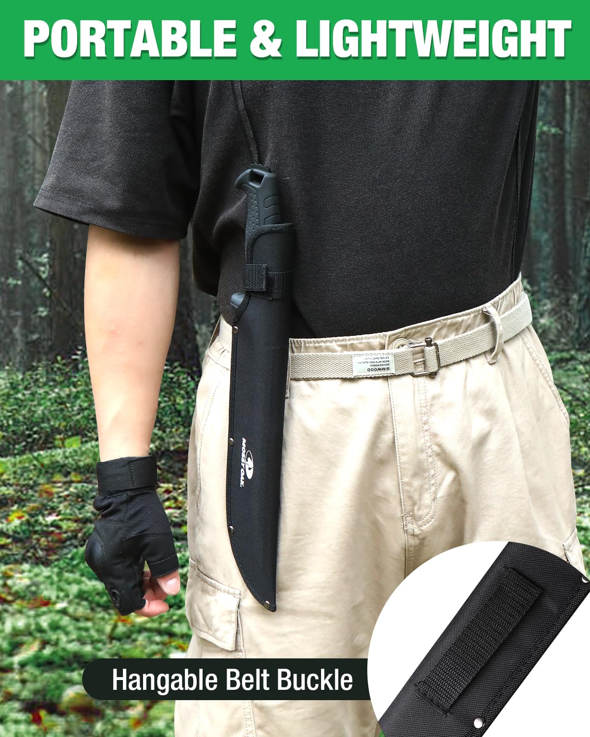 Mossy Oak 16" Heavy Duty Machete with Saw and Sheath, Sharp Dual-Edge Blade, Ergonomic Non-Slip Handle for Bushcraft, Outdoor Hunting, Garden Cutting and Yard Work