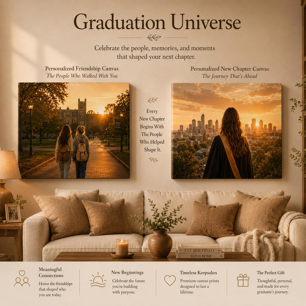 Personalized Friendship Canvas Print from Photo – Friendship Memory Keepsake for Best Friends, College Roommates & Graduation Memories, Custom Canvas Gift for Life Chapters & Meaningful Connections, 11" L x 14" W