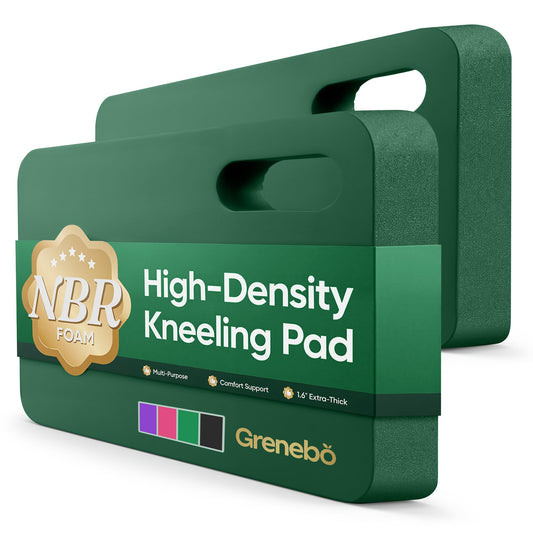 Grenebo 2-Pack 1.6" Extra Thick NBR Foam Garden Kneeling Pads, Ultra Soft Cushion Kneeling Pads for Gardening, Gardening Kneeling Pad for Baby Bathing, Work, Exercise, 17.3×11×1.6 in, Green