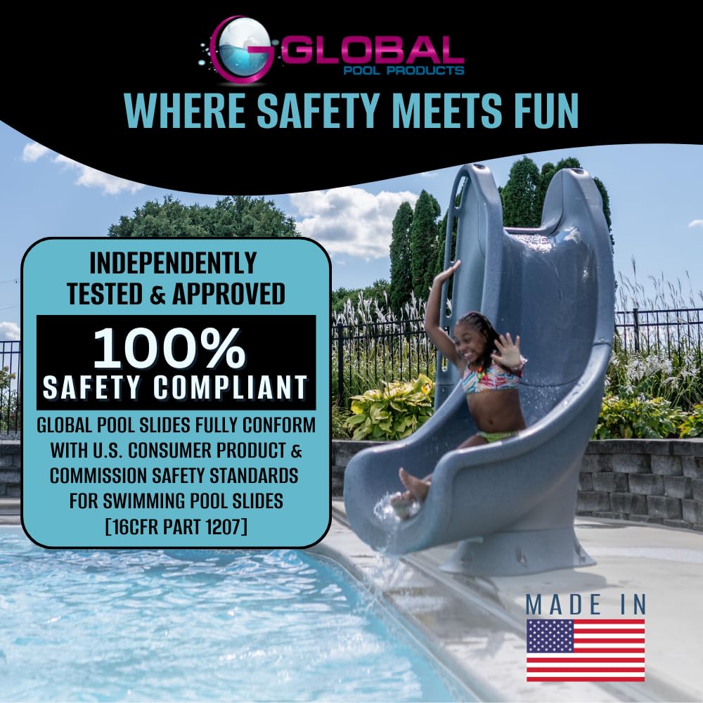 Global Pool Products Tsunami Inground Swimming Pool Water Slide Deck Mounted Sand GPPSTS-Sand