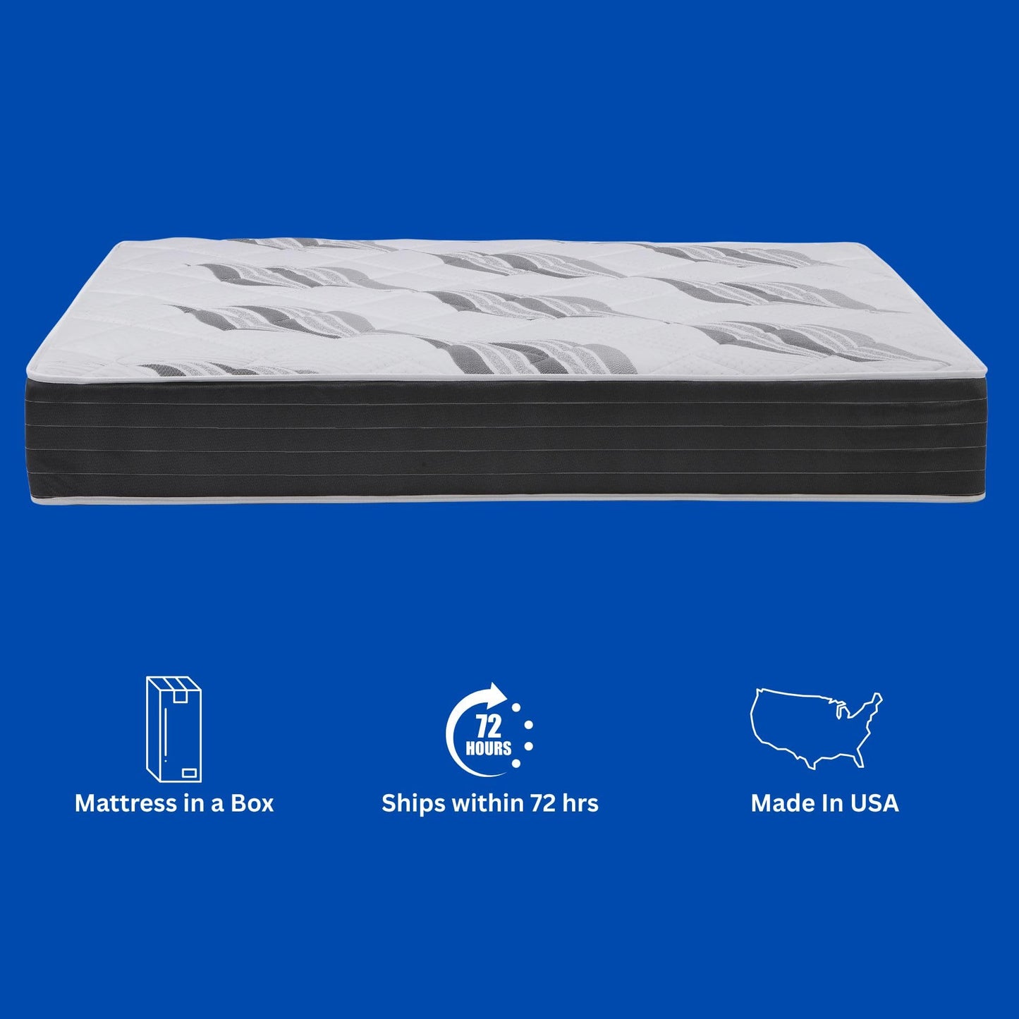 Foam Global Roam 2.0 RV 12" Hybrid Mattress with Gel Memory Foam, RV Short King 72x75 Mattress, Luxury Medium Feel Made in USA