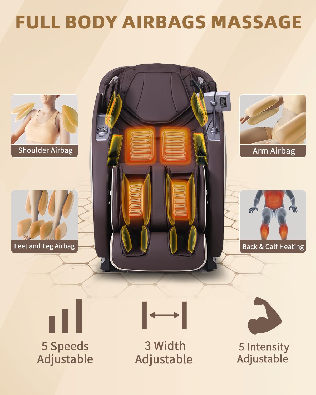 RelaxRelife 4D Massage Chair Full Body Zero Gravity 53" SL Track Recliner