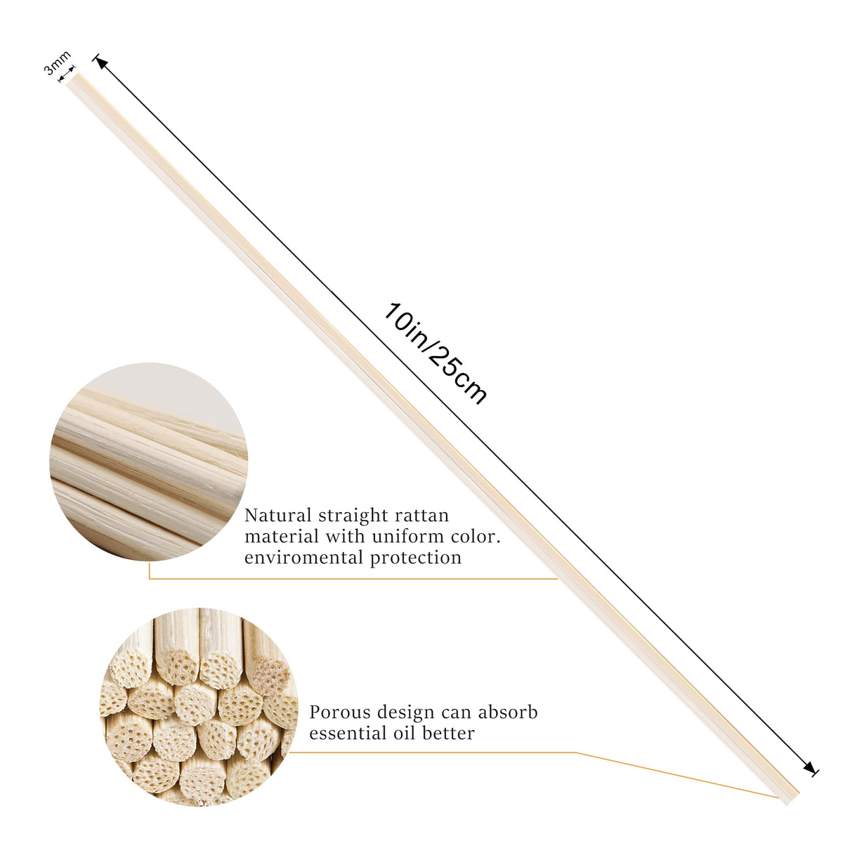 VFULIE 100PCS Reed Diffuser Sticks, Refill Replacement for Aroma Fragranc (100, Primary Color)