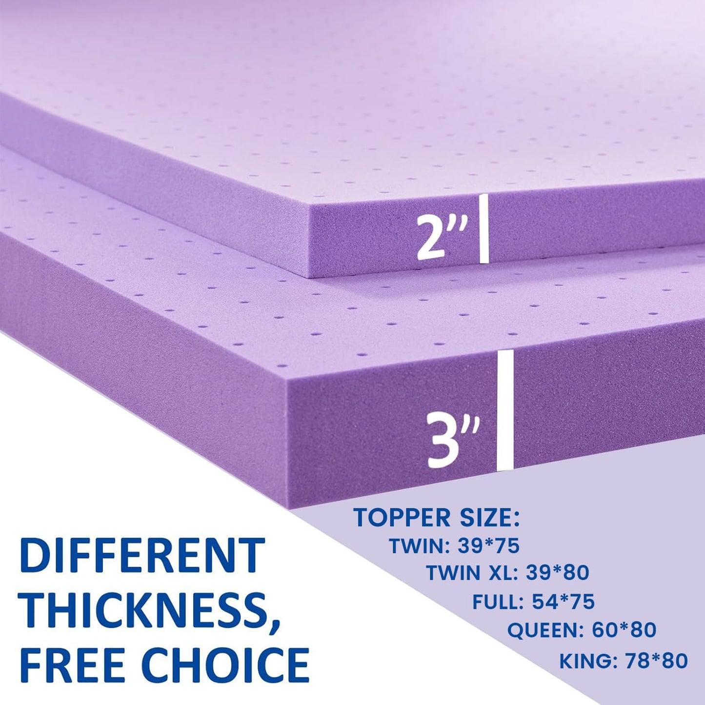 SINWEEK Mattress Topper Twin XL, 2 Inch Gel Memory Foam Mattress Topper College Dorm Ventilated Soft Mattress Pad, Bed Topper, CertiPUR-US Certified
