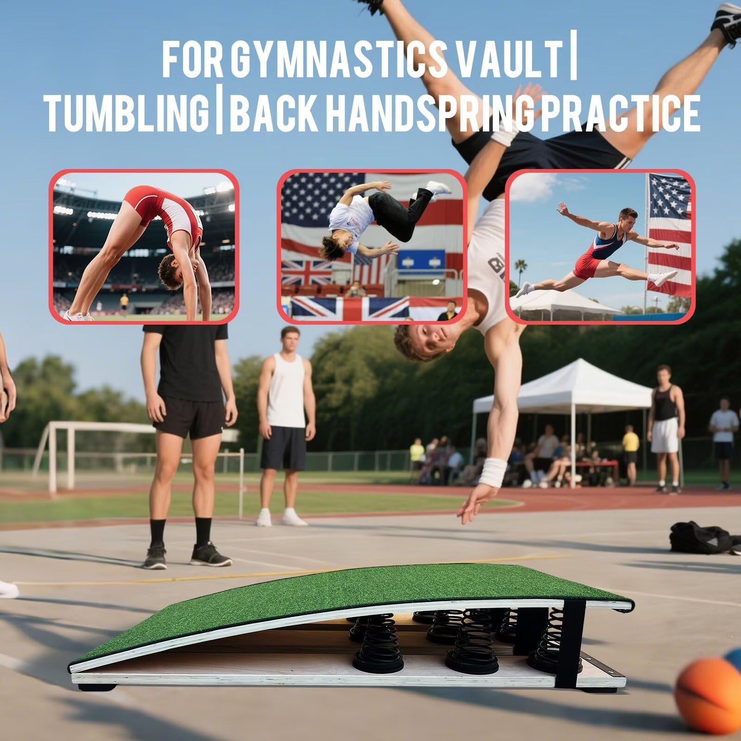 Diving Board for Pool, Gymnastics Springboard for Adults, Dual-Use Jump Training Platform with 9 Upgraded Springs, Slip-Resistant Surface, Heavy-Duty Hardwood Frame, No Assembly Required (Red)
