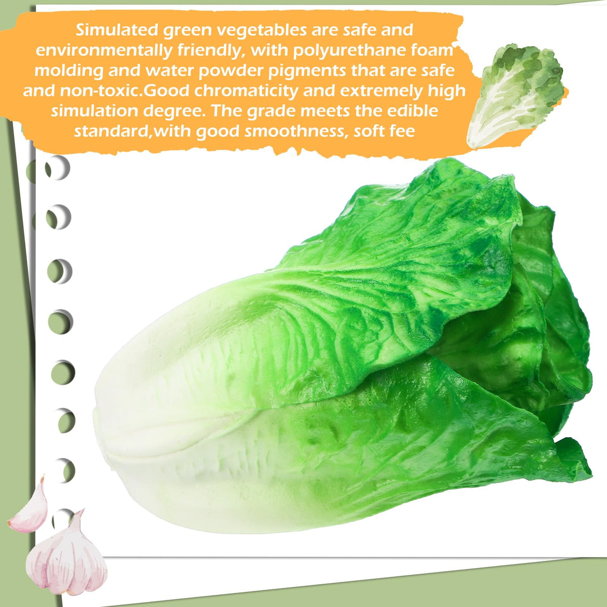 Zeyune 4 Pcs Artificial Vegetables Realistic Pu, Lettuce