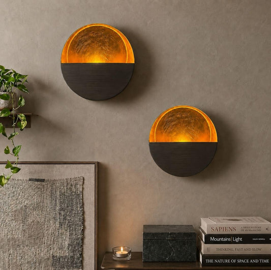 NativeSkins Eclipse Wall Candle Sconces Set of 2 - Round Tea Light Holders