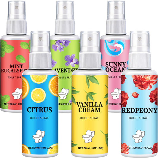 6 Pack Toilet Spray,6 Fl Oz Essential Oil Bathroom Odor Deodorizer for Home