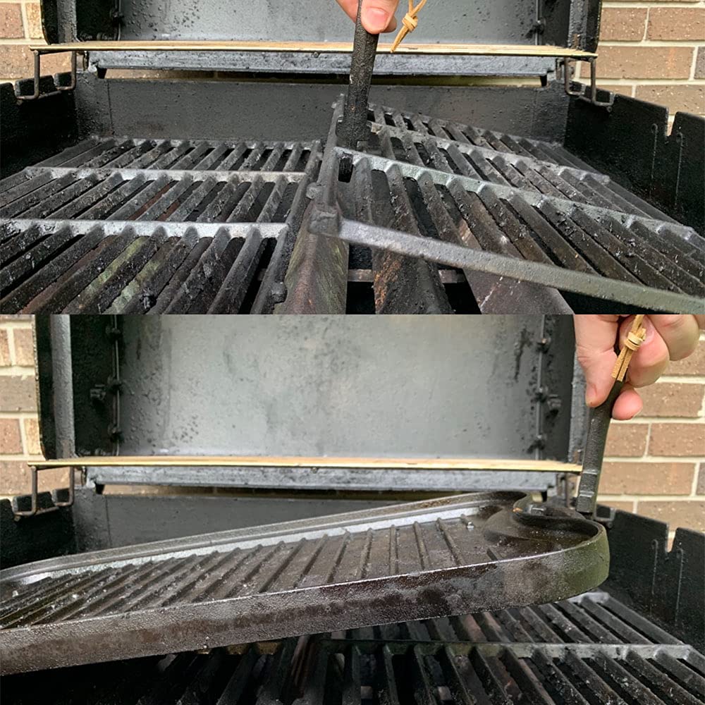 AJinTeby Grill Grate Lifter Cast Iron Universal Cooking Grid Lifter for Most Charcoal, Gas Grills,Compatible with BGE Grills, Fits Kamado Grills, Cast Iron Grate Lifter