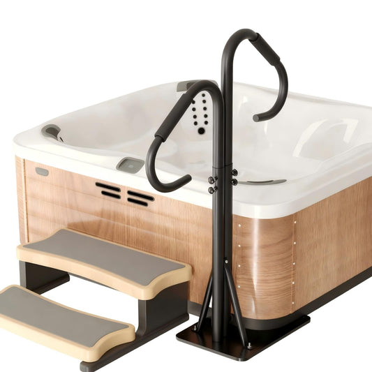 blissbuys Hot Tub Handrails 48-57 Inch Adjustable Two Way Hot Tub Handrail, 700LB Capacity 360° Swivel Assist Rail for Indoor Outdoor Spa Bathtub Entry and Exit, Black