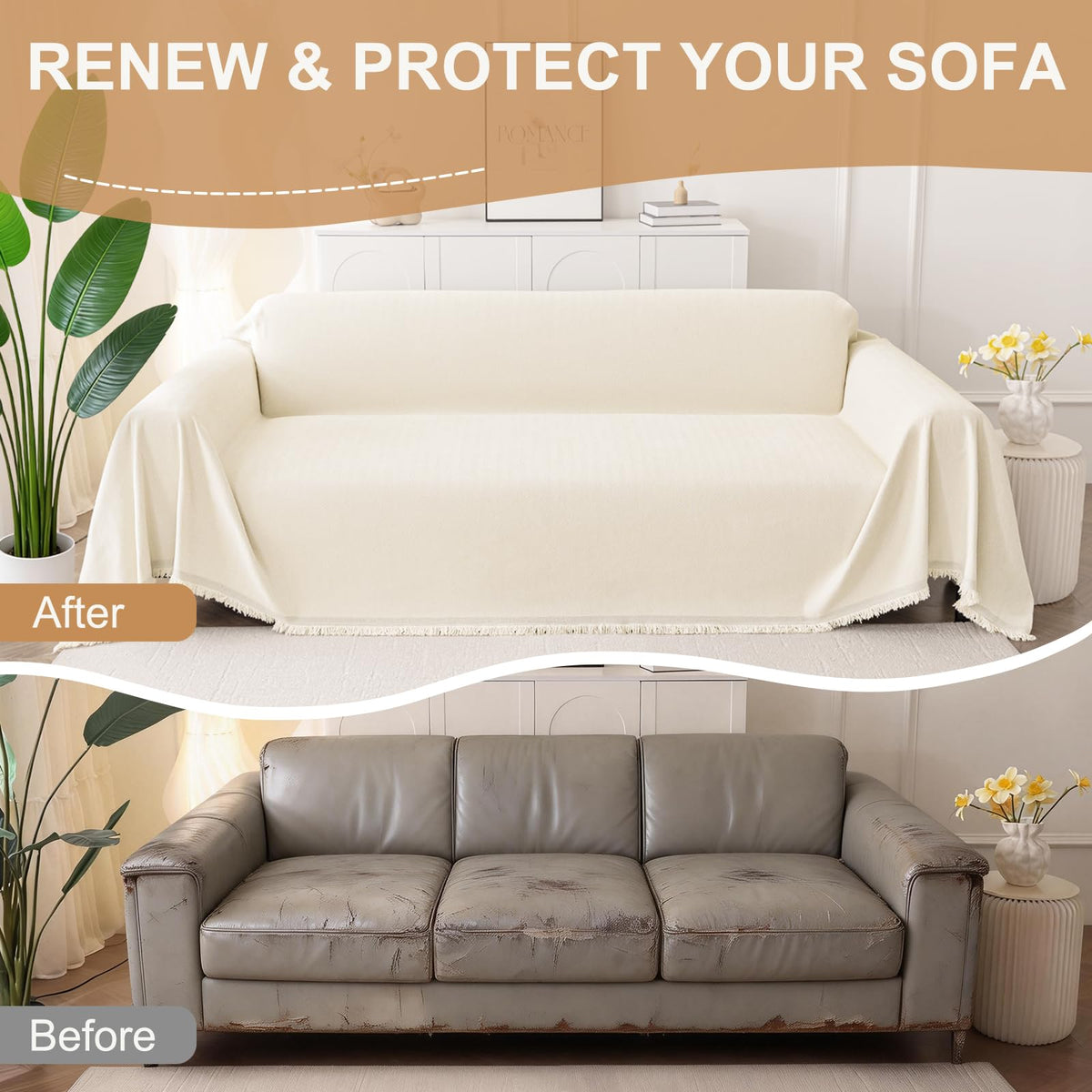 Smiry Couch Cover for Dogs, Chenille Sofa Covers for 3 Cushion Couch