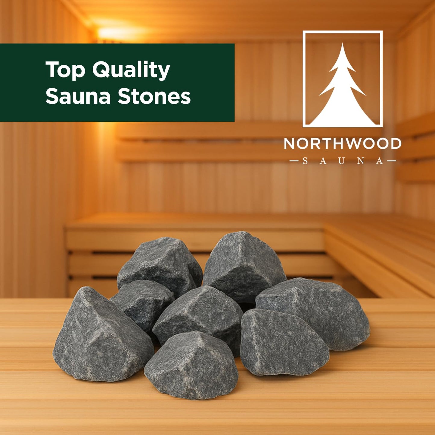 Northwood Sauna - Sauna Stones - Authentic Diabase Sauna Heater Rocks from Germany - Superior Heat & Steam - 2-4 Inches (5-10 cm), 45 Pounds (20 kg)