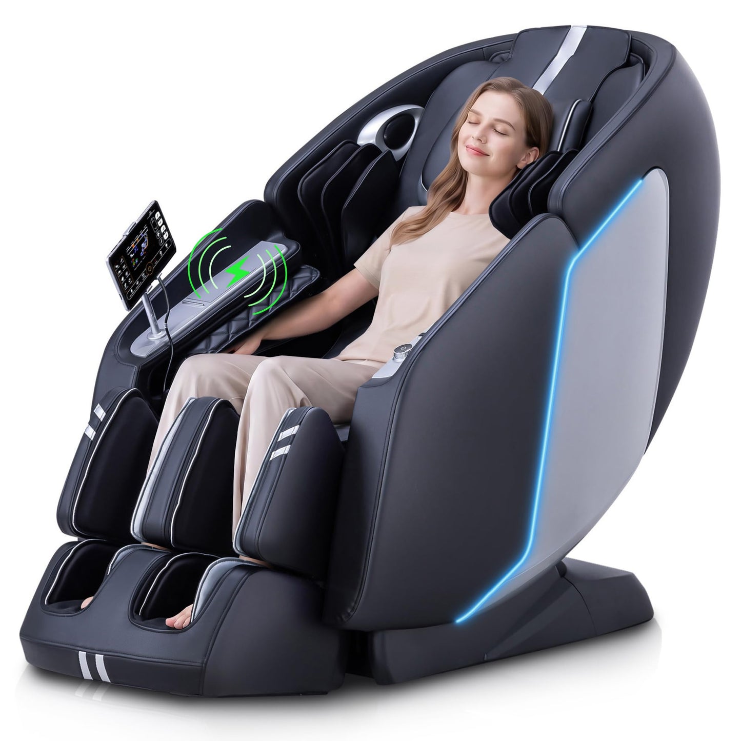 MassaMAX MT398 4D Full Body Massage Chair, 55"SL Track, Zero Gravity, Black