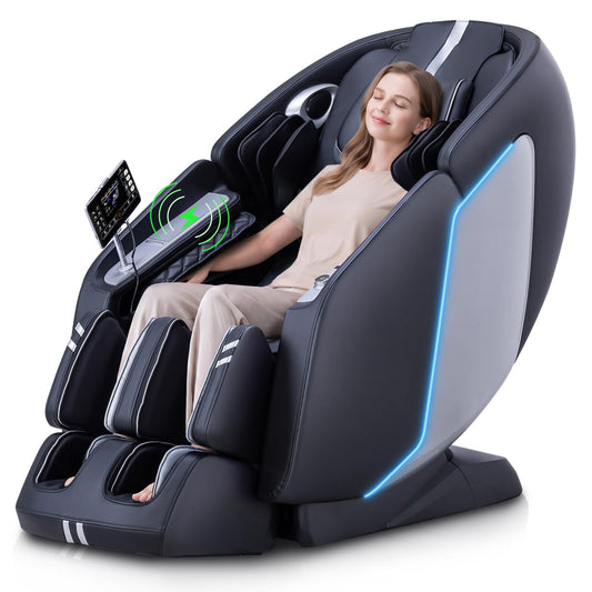 MassaMAX MT398 4D Full Body Massage Chair, 55"SL Track, Zero Gravity, Black