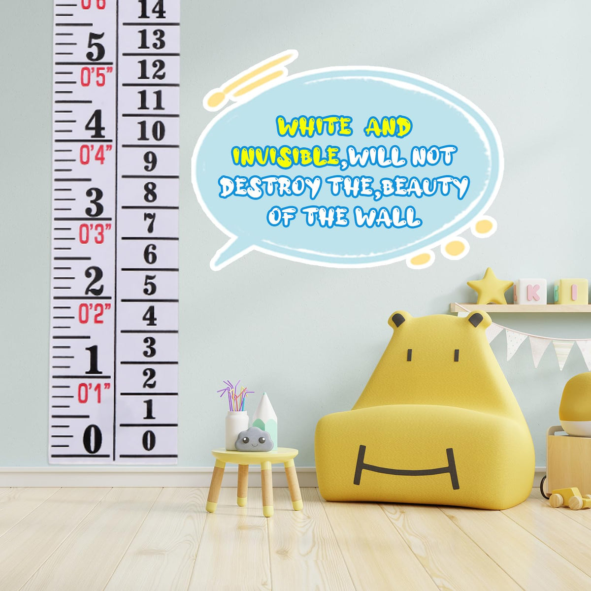 Tatuo 1 Pc Height Growth Chart for Wall Ruler Tape Adhesive for Home,White
