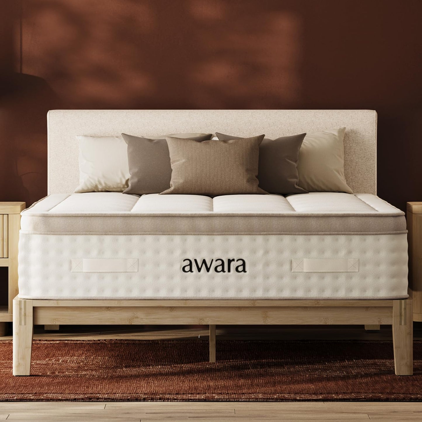 Awara Premier Luxury Hybrid Queen Mattress 12 Inch - Certified Organic Natural Latex - Sustainable New Zealand Wool - Fiberglass-Free - 365-Night Trial
