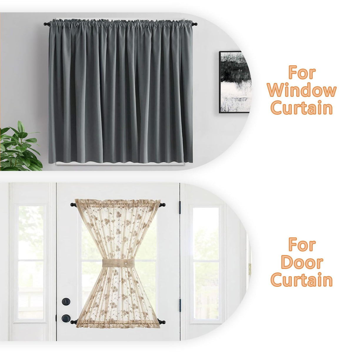 KXLife Cafe Curtain Rod 18-30 Inch, 1/2" Diameter, Door Curtain Rod, Black