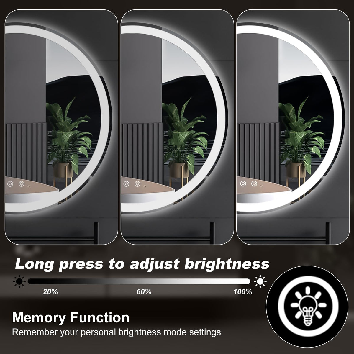 DUMOS 28 Inch Round LED Bathroom Mirror with Lights, Circle Vanity Mirror