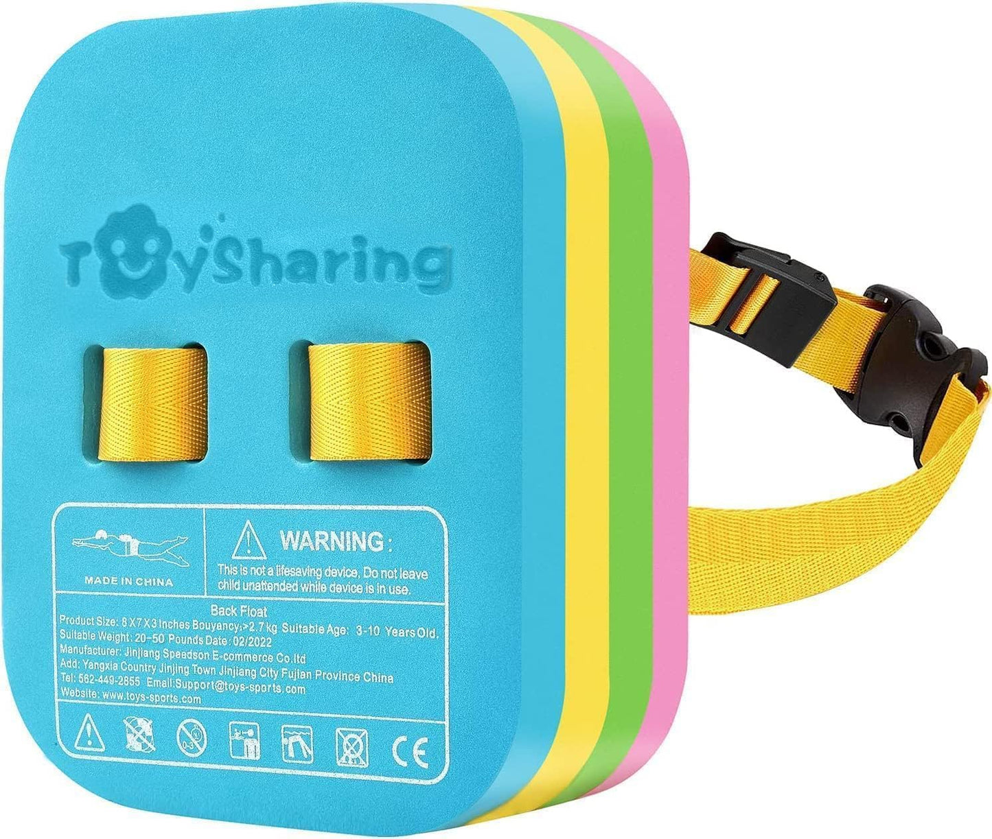 Swim Float Kids Back Belt: Pool Safe Dual-Lock Buckle 140lbs Pull-Tested - Zero Slip-Off Risk Trainer Bubble - 4-Layer Adjustable Buoyancy for Swimmers 3-12 Yrs