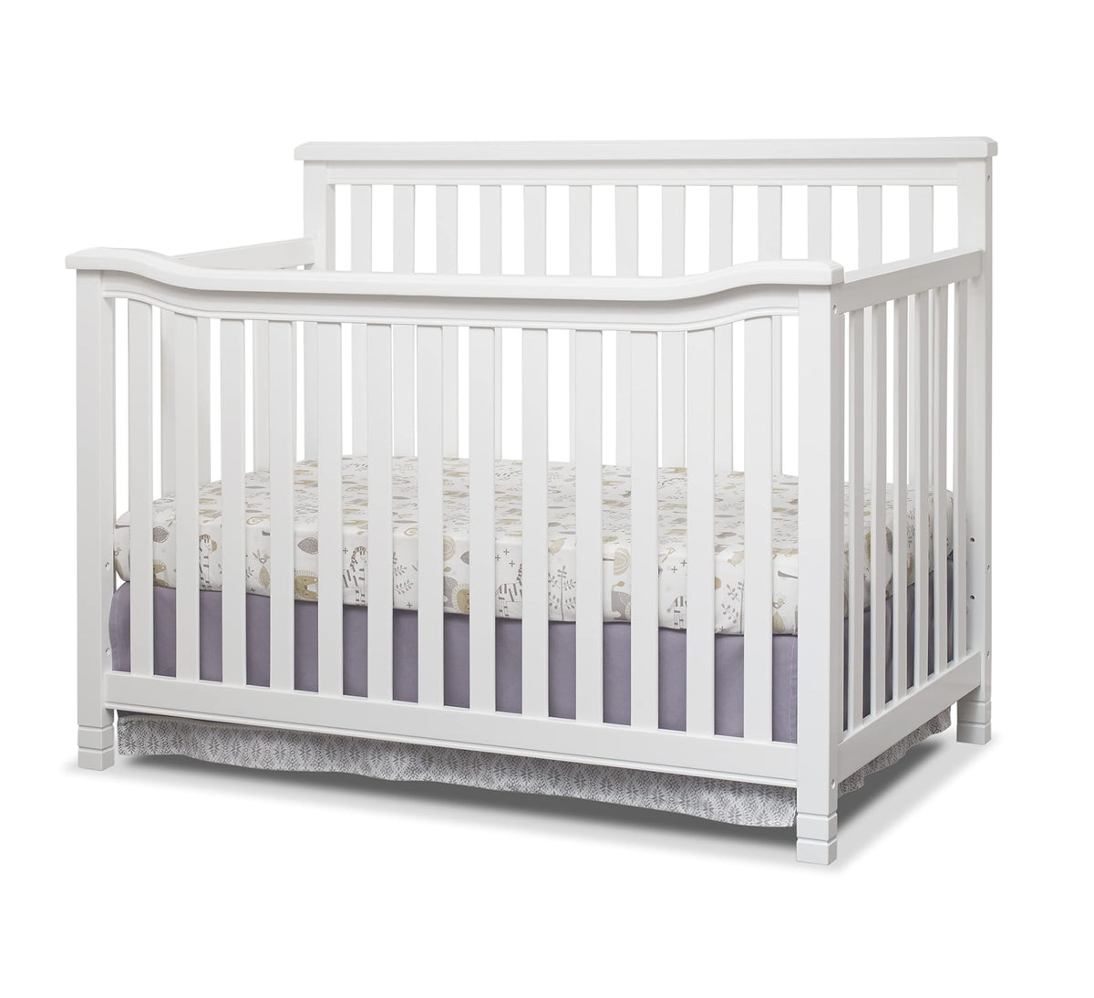 Sorelle Palisades 3-Piece Nursery Set - 4-in-1 Convertible Crib, 4-Drawer Dresser, Changing Table with Hamper - Non-Toxic Wood Finish - White
