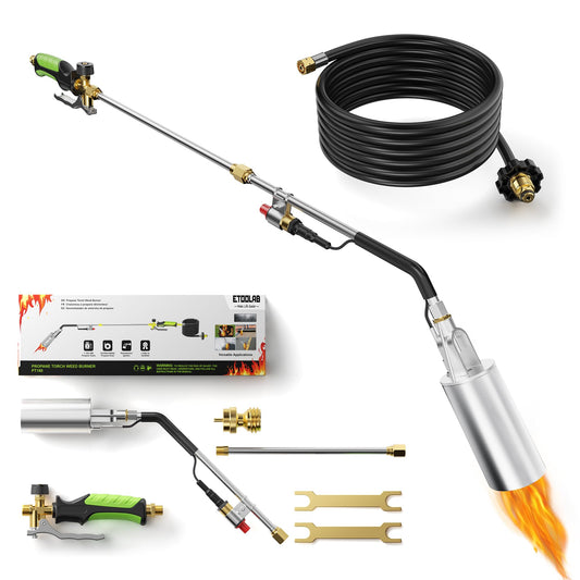 Propane Torch Weed Burner, 14FT Hose High Output Weed Torch with Self Igniter and Turbo Trigger, Heavy Duty Propane Weed torch for Weeding,Melting Snow,BBQ,Roof Asphalt Work