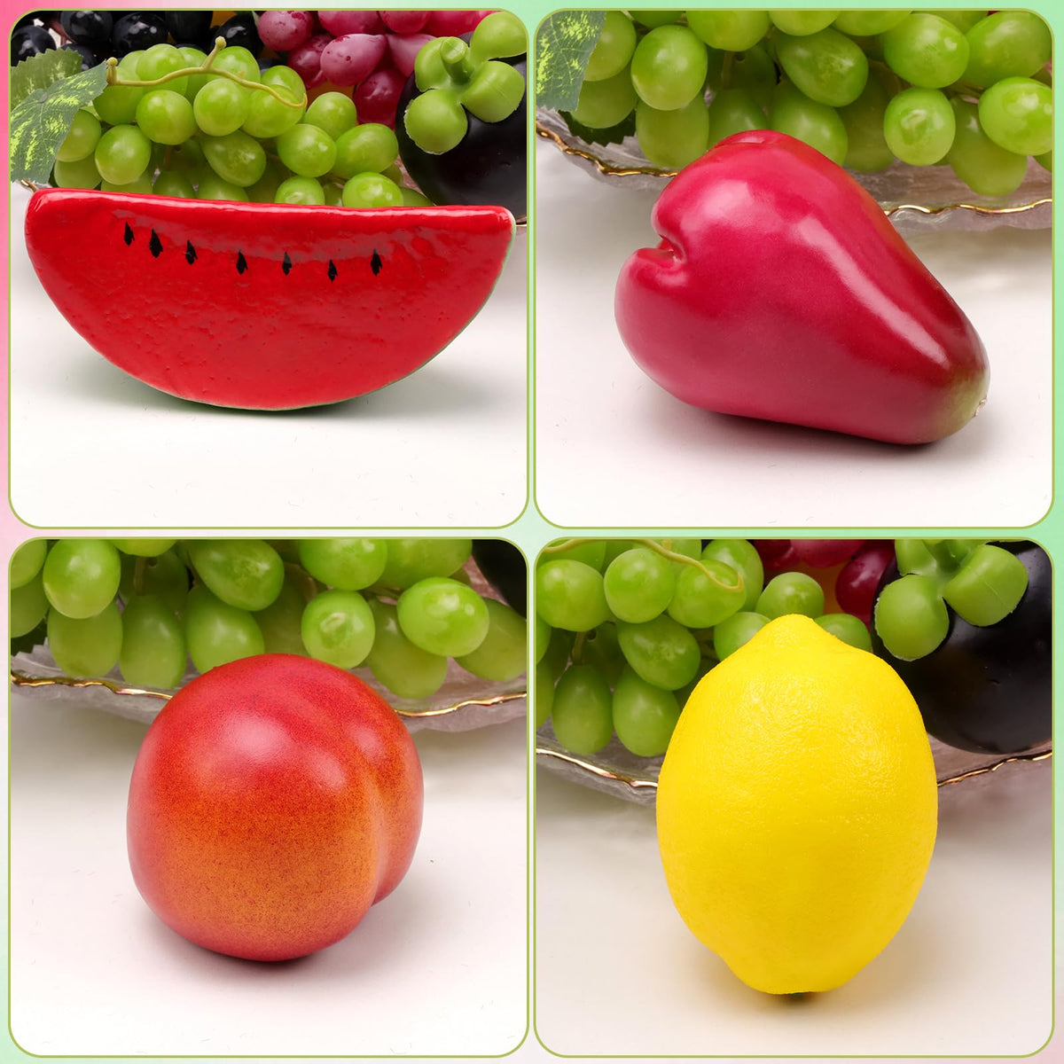 Meiwlong 18 Pcs Lifelike Plastic Artificial Fruit for Decoration
