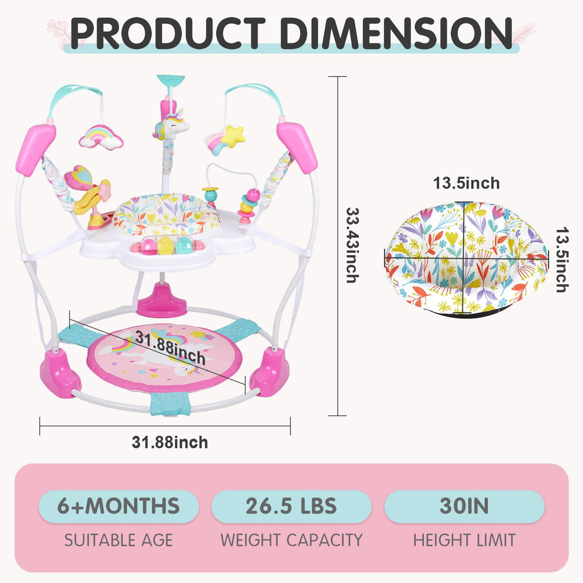 Baby Bouncer Activity Center,3-in-1 Baby Jumper and Play Center Station,6+M