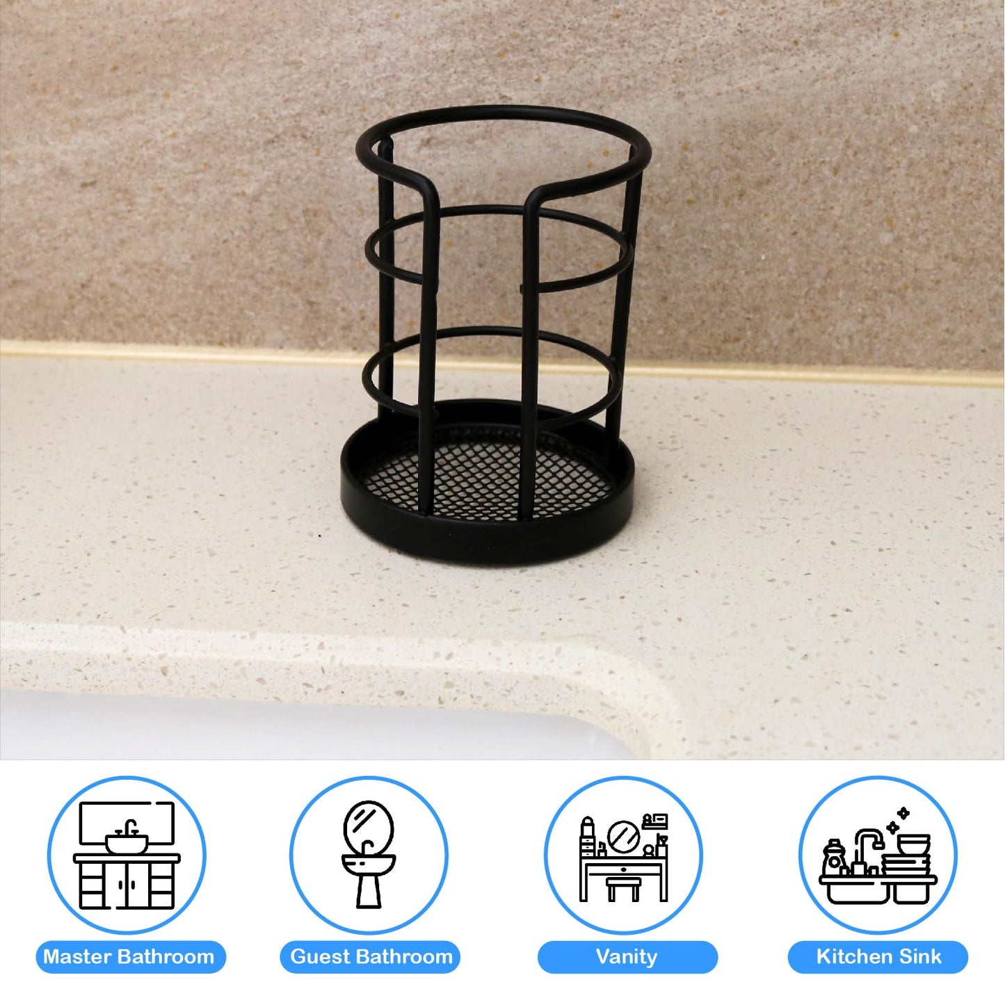 HillSpring Metal Bathroom Cup Dispenser, Sturdy Storage Holder for 3 oz, 4 oz Small Disposable Paper Cups, Paper Cup Dispenser for Mouthwash, Black
