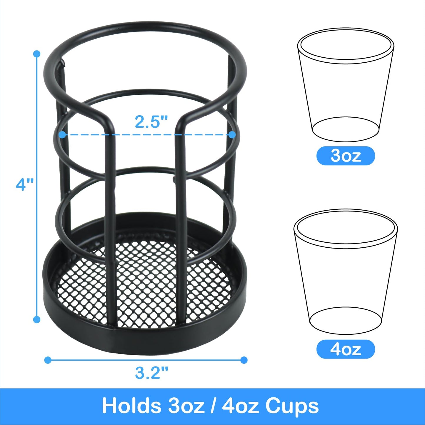 HillSpring Metal Bathroom Cup Dispenser, Sturdy Storage Holder for 3 oz, 4 oz Small Disposable Paper Cups, Paper Cup Dispenser for Mouthwash, Black