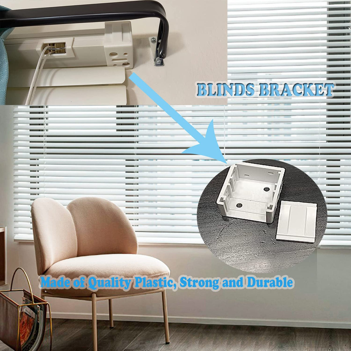 ONLYFU 12 Pack 1 inch Blind Brackets, Vertical Blind Bracket Box Mounting Bracket Window Blinds Headrail Brackets, White