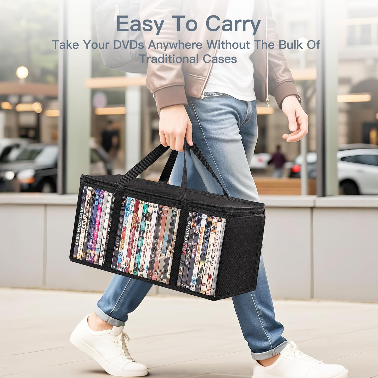 Criusia 6 Pack DVD Storage Bags, Clear PVC Media Organizer with Zipper and Handles, Stackable Holder Case for CDs, Blu-ray, Video Games, Albums, Movie Cases