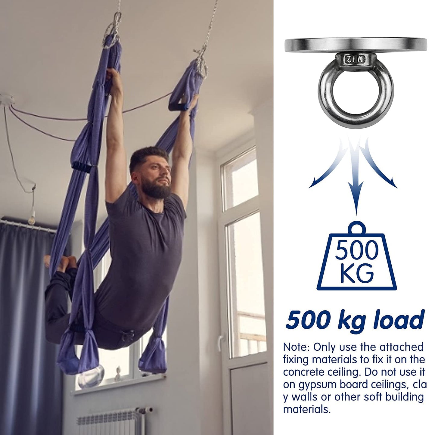 Heavy Duty Swing Hanger Hooks, Stainless Steel Swing Set Accessories 360° Swivel Wall Ceiling Mount Bracket with Screw Bearable 500kg for Yoga Hammock Chair Sandbag, Swing Sets