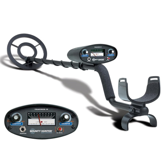 Bounty Hunter TK4 Tracker IV Metal Detector – All-Terrain Gold, Silver, Coin & Relic Finder with 8" Waterproof Coil, 3 Detection Modes – for Adults & Kids – Made in USA
