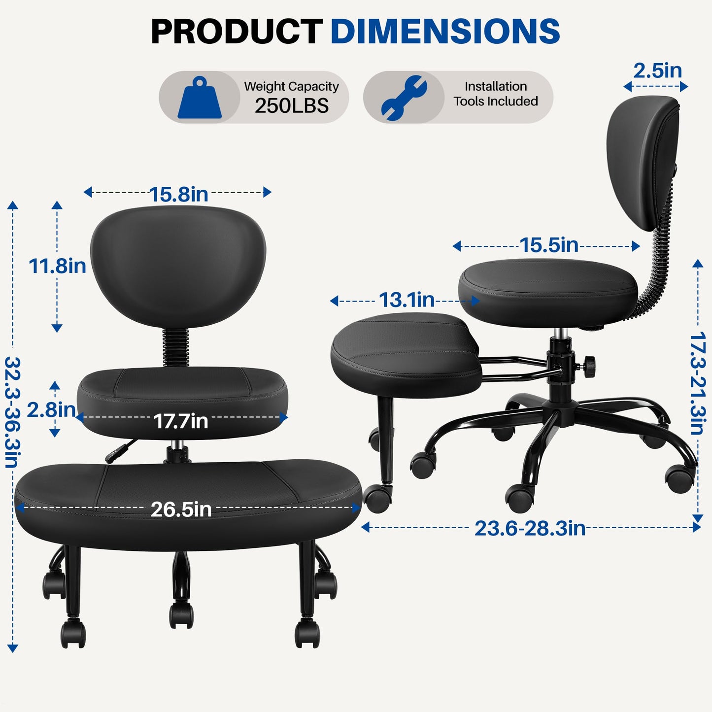 BestEra Cross Legged Office Chair with Wheels, Ergonomic Kneeling Chair with Lumbar Support and Adjustable Height for Meditation, ADHD Desk & Yoga
