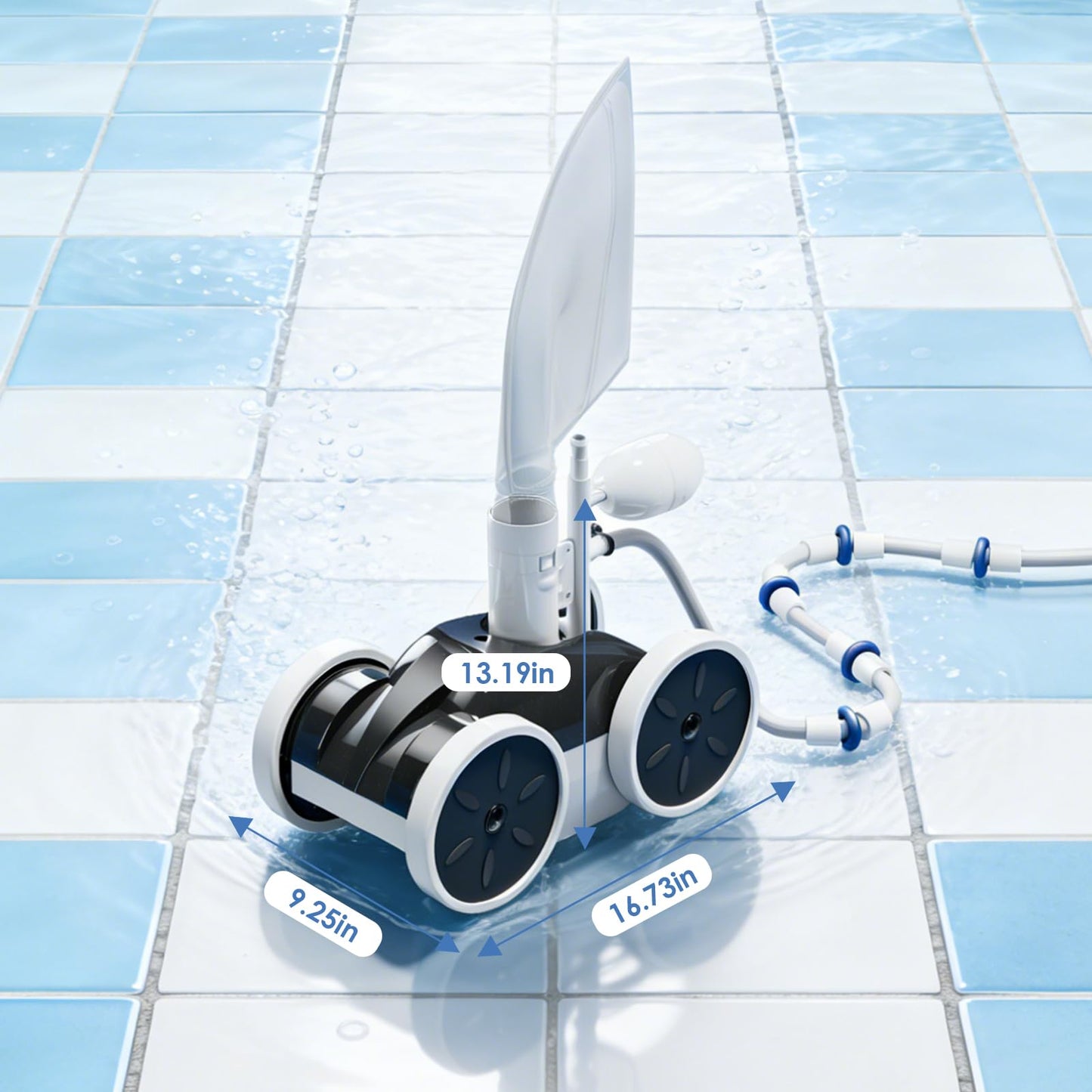 Amptyhub Upgrade Pool Pressure Side Sweeper: Professional Solution for Cleaning Your Swimming Pool (Four Wheels Better Than Three)