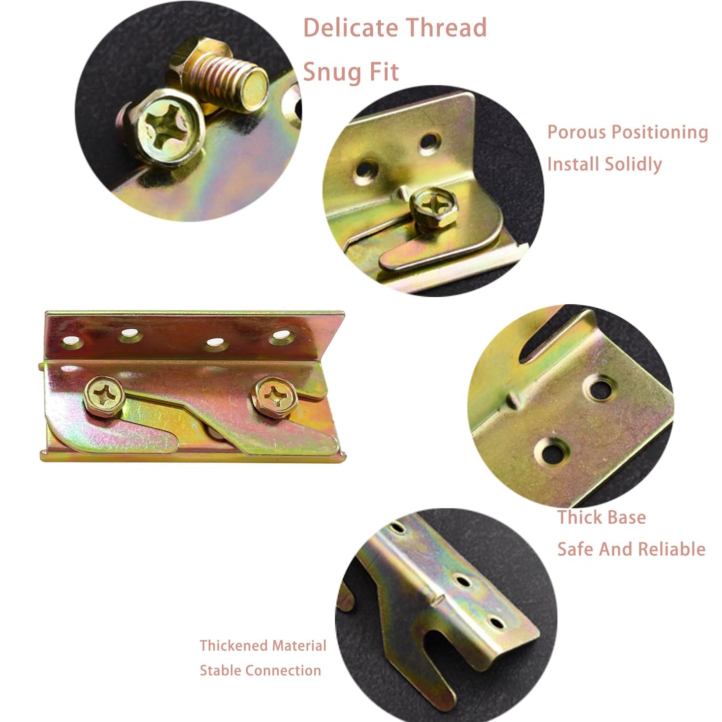 No-Mortise Bed Rail Fittings, 8 Packs Bed Rail Brackets Bed Frame Hardware Connectors for Headboards Footboards Hold ,W/Screws