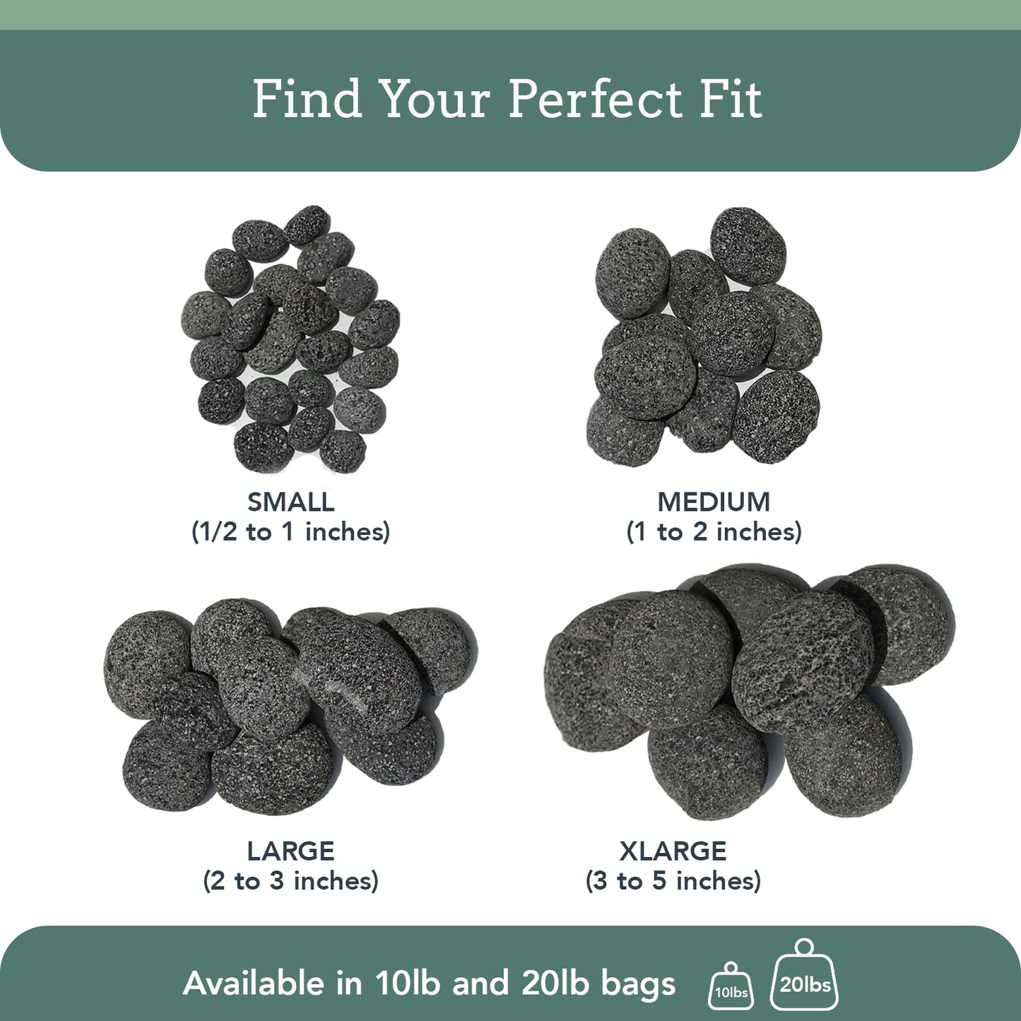 Black Lava Rocks for Fire Pit, Gas Fireplace Rocks, 2 to 3 Inch, 10 lbs