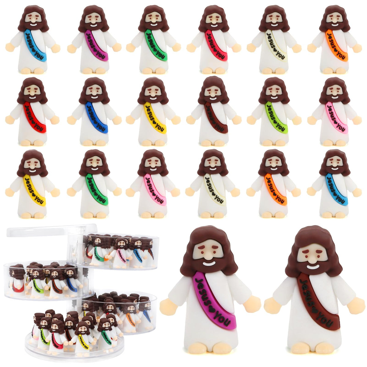 80 Pcs Mini Jesus Little Figures to Hide in Bulk and Pocket Seek Religious