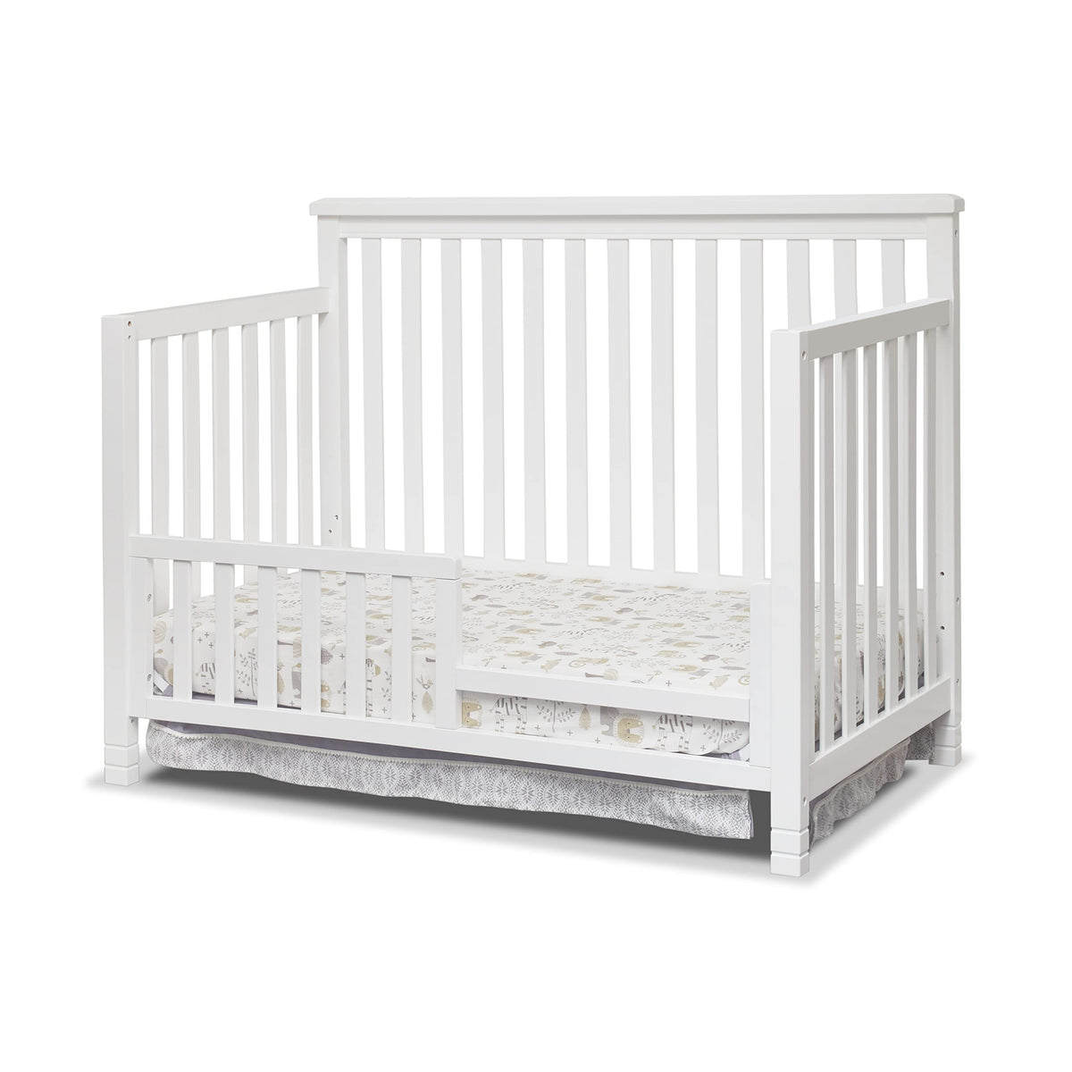 Sorelle Palisades 3-Piece Nursery Set - 4-in-1 Convertible Crib, 4-Drawer Dresser, Changing Table with Hamper - Non-Toxic Wood Finish - White