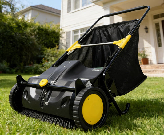 21 Inch Hand Push Lawn Sweeper, Leaf & Grass Collector with Adjustable Brush Height, Pickup Sweeper for Yard Leaf Picker Upper, Large 3.5 Cu. Ft Hopper Bag Capacity, Easy Assembly (21 inch)