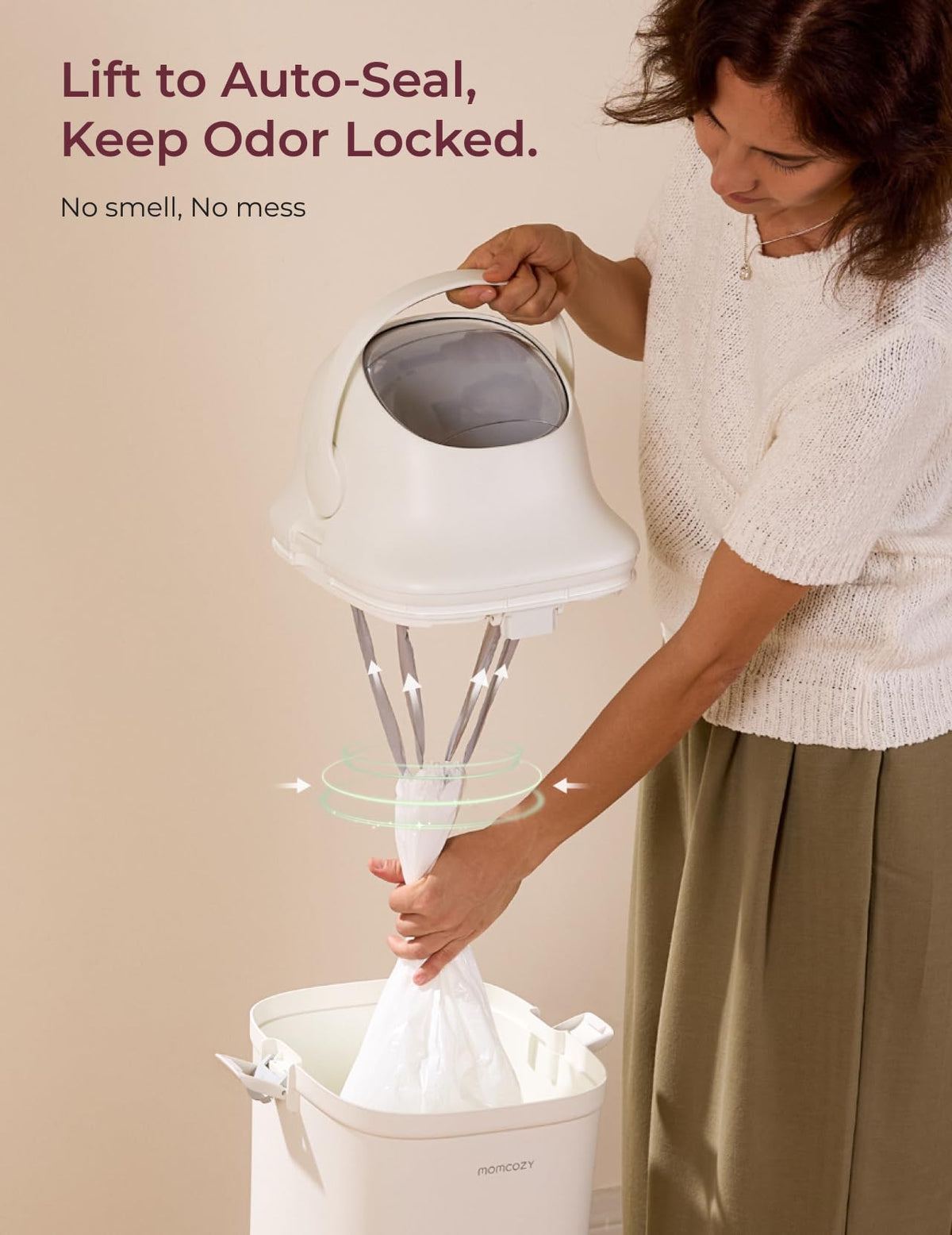 Momcozy Triple-Seal Diaper Pail with Odor Locking, Ergonomic Height Design